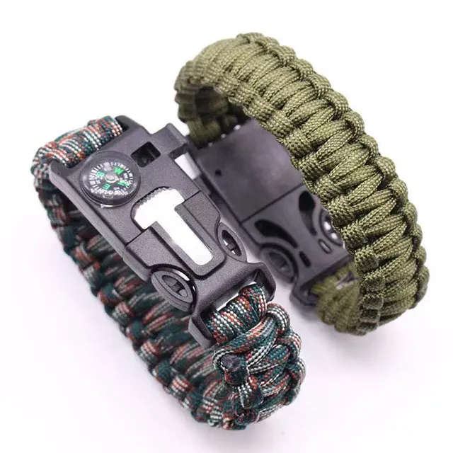 Outdoor Hiking Camping Survival Compass Bracelet Paracord Tactical Gear 550 Paracord Bracelet Buckles