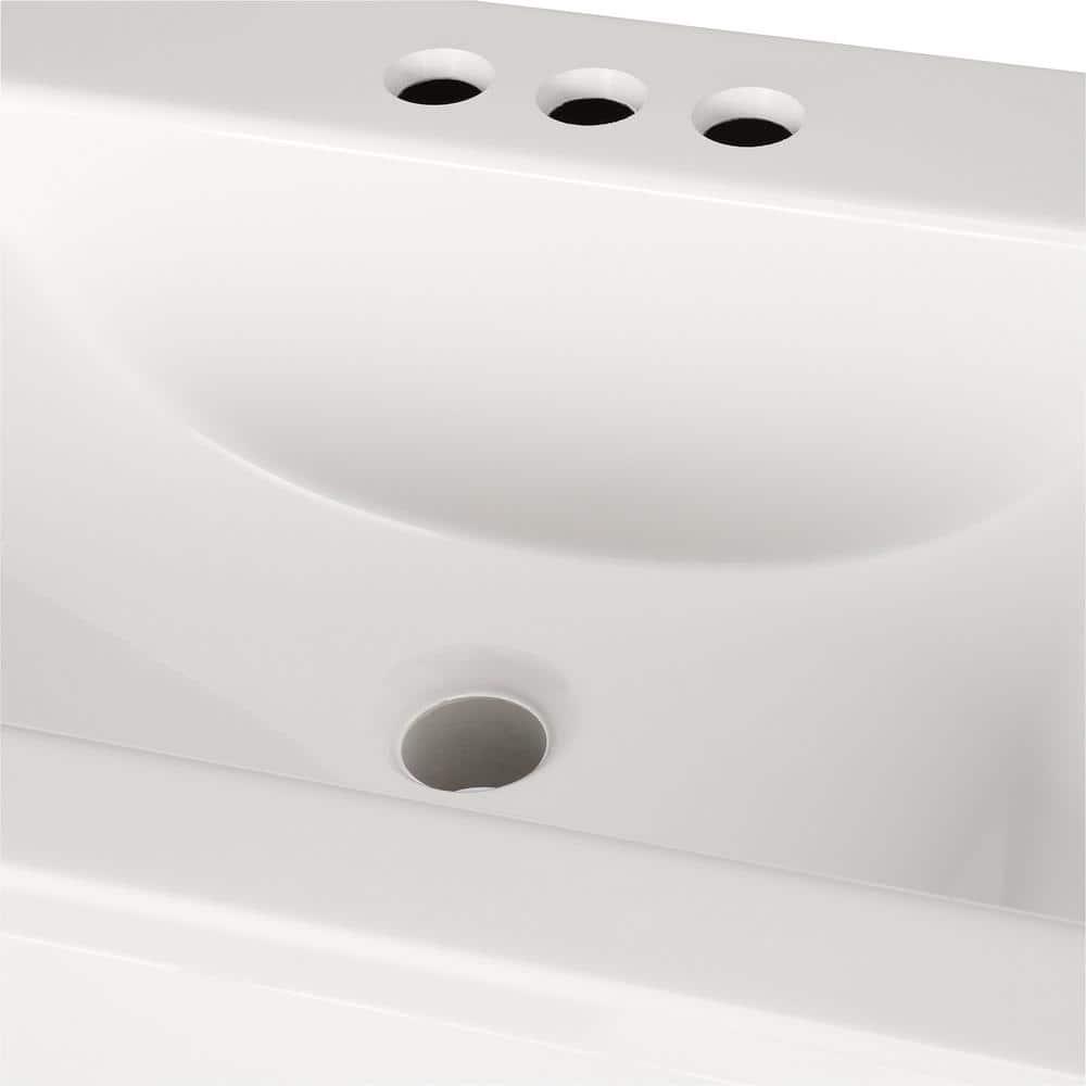 Glacier Bay Shaila 245 in W x 162 in D x 351 in H Freestanding Bath Vanity in White with White Cultured Marble Top