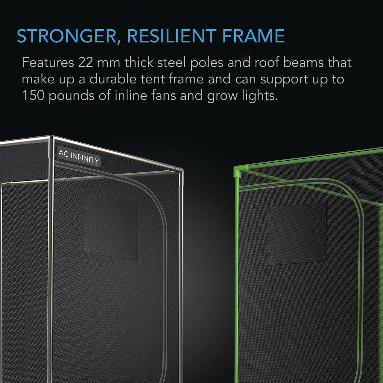 AC Infinity CLOUDLAB 743D 2-in-1 Advance Grow Tent， with Thicker 1 in. Poles， Higher Density 2000D Diamond Mylar Canvas， Controller Mount for Hydroponics Indoor Growing， 48” x 36” x 72”