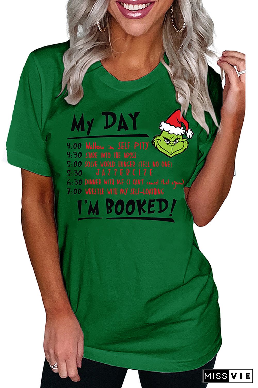 Grinch Christmas Graphic Tees for Women Wholesale Short Sleeve T shirts Top