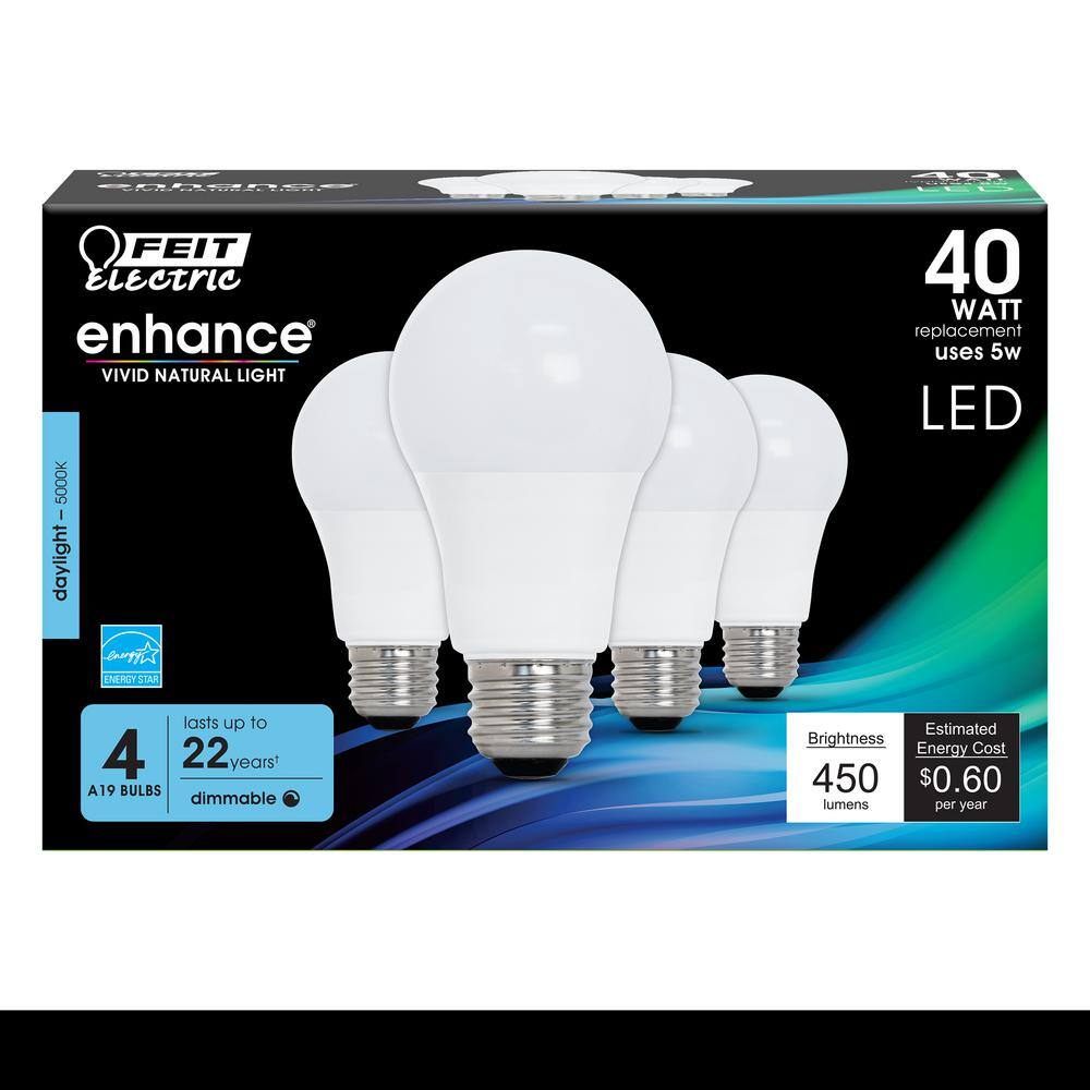 Feit Electric 40-Watt Equivalent A19 Dimmable CEC Title 20 LED ENERGY STAR 90+ CRI Light Bulb Daylight (8-Pack) OM40DM950CA42