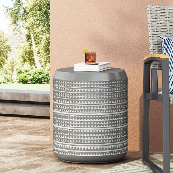 Patio Side Table With A Simple Cylindrical