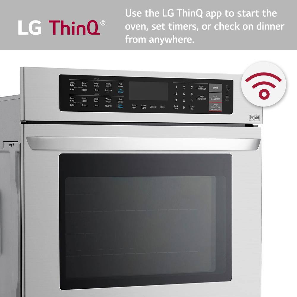 LG 30 in. Double Electric Wall Oven Self-Cleaning with Convection and EasyClean in Stainless Steel LWD3063ST