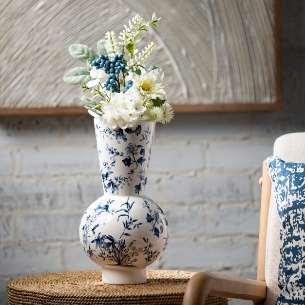 Blue Floral Modern Vase Ceramic