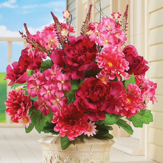 Collections Etc Artificial Mixed Floral Bouquet Planter Or Vase Pick Stem For Indoor Outdoor Use