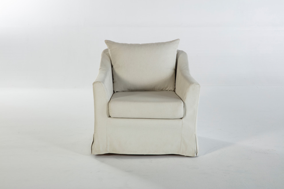 Barlow Swivel Chair and Ottoman  Barlow Cream   Transitional   Armchairs And Accent Chairs   by BELLONA USA  Houzz