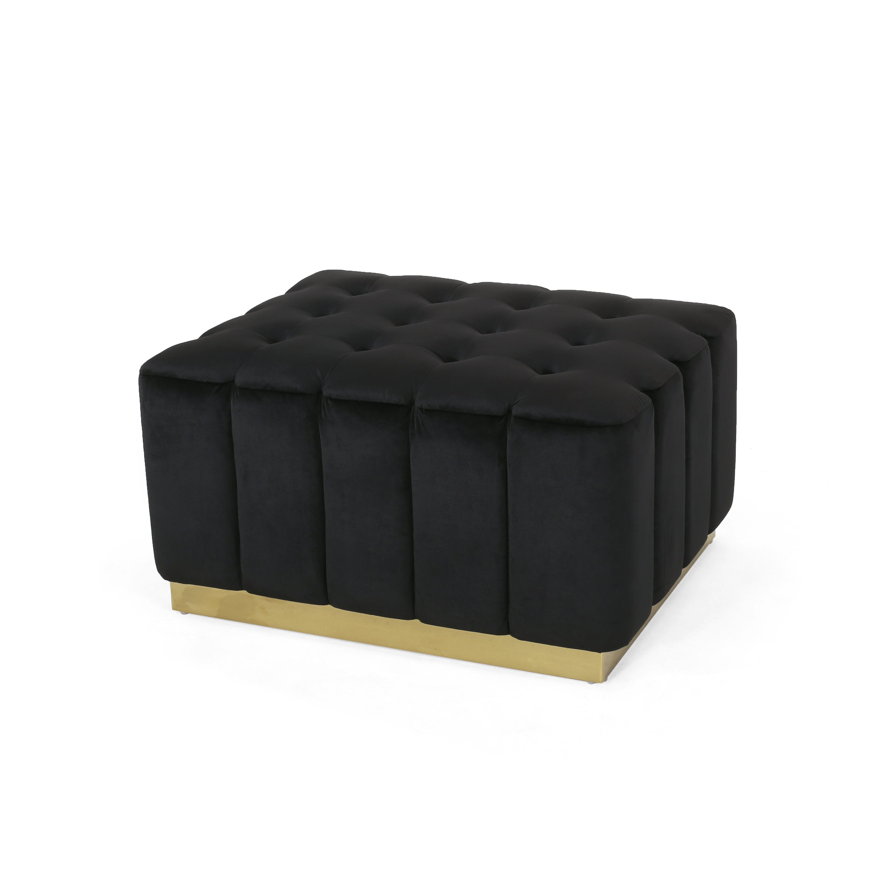 Fairfax Modern Glam Velvet Tufted Ottoman