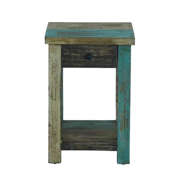 Meader Mango Wood Handmade Distressed Large Side Table by Christopher Knight Home