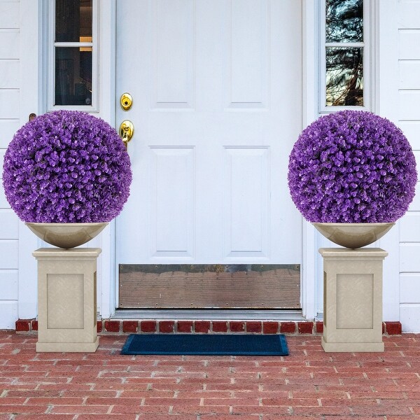 17.5 Inch 2 Pack Faux Eucalyptus Decorative Balls with 7 Layers Leaves