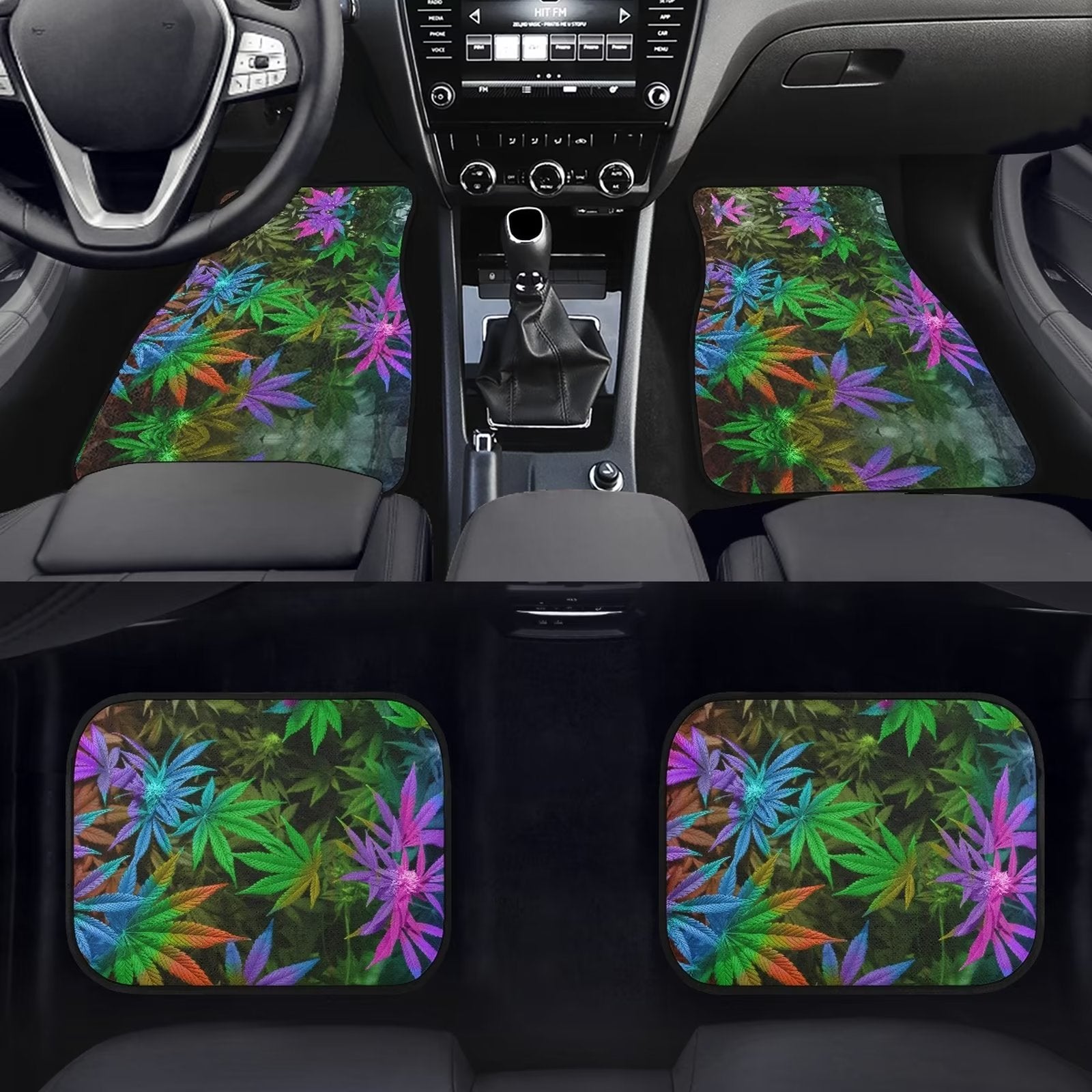 FKELYI Tropical Palm Leaf Car Floor Mat Set of 4 for Women Men Universal Car Floor Mats Interior Accessories for Auto Cars Anti-Skid Rubber Gasket Carpet