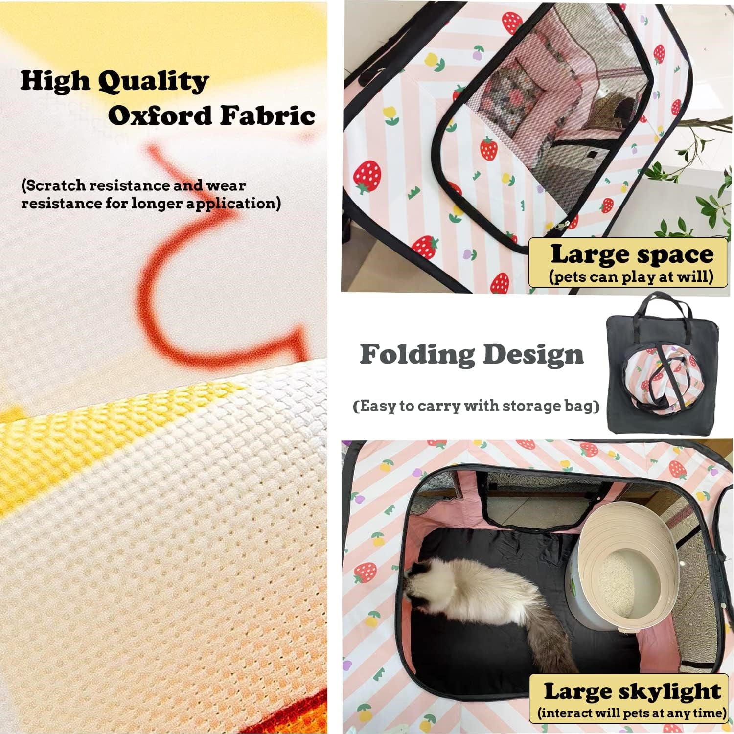 Guinea Pig Playpen with Cover， Hamster Playpen with Top， Rabbit Pop Up Playpen with Roof， Small Animal Play Pen Indoor， for Ferret/Chinchilla/Bearded Dragon/Rat/Kitten