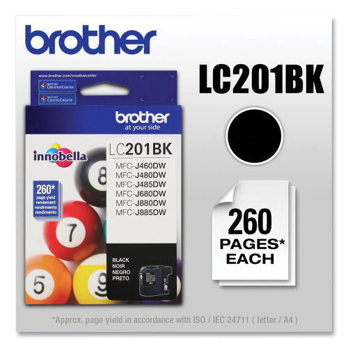 Brother LC201BK Innobella Ink， 260 Page-Yield， Black