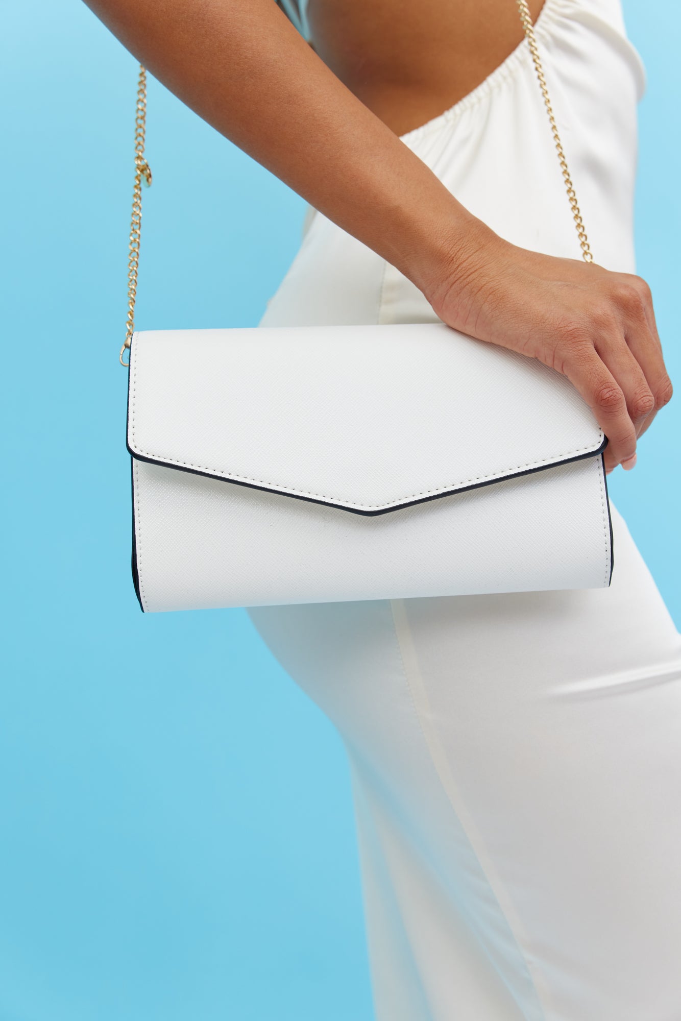 OLGA BERG Nic White Flap Over Clutch Bag White