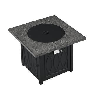 CASAINC 32 in. Metal 50000 BTU Propane Fire Pit Table Patio Gas Fire Pit with Lid and Lava Rock WFEHFP-03-A