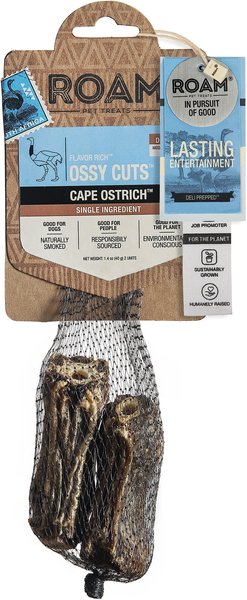 Roam Ossy Cuts Cape Ostrich Dog Treats， 2 count