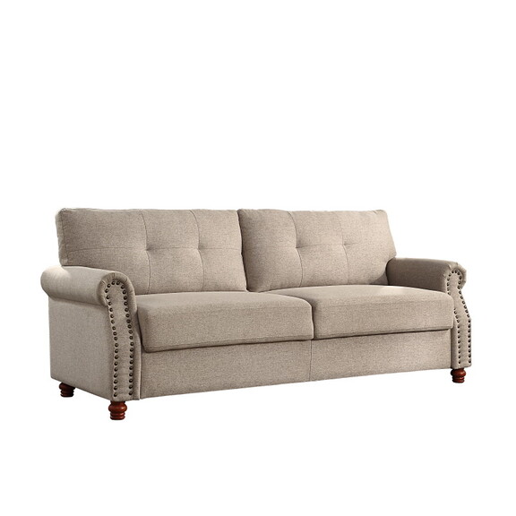 Linen Fabric Upholstery with Storage Sofa /Tufted ...