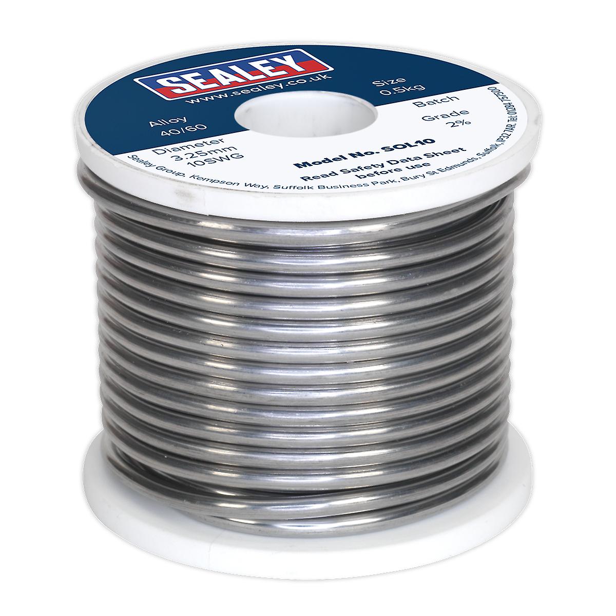 Sealey Sol10 Solder Wire Quick Flow 3.25Mm/10Swg 40/60 0.5Kg Reel