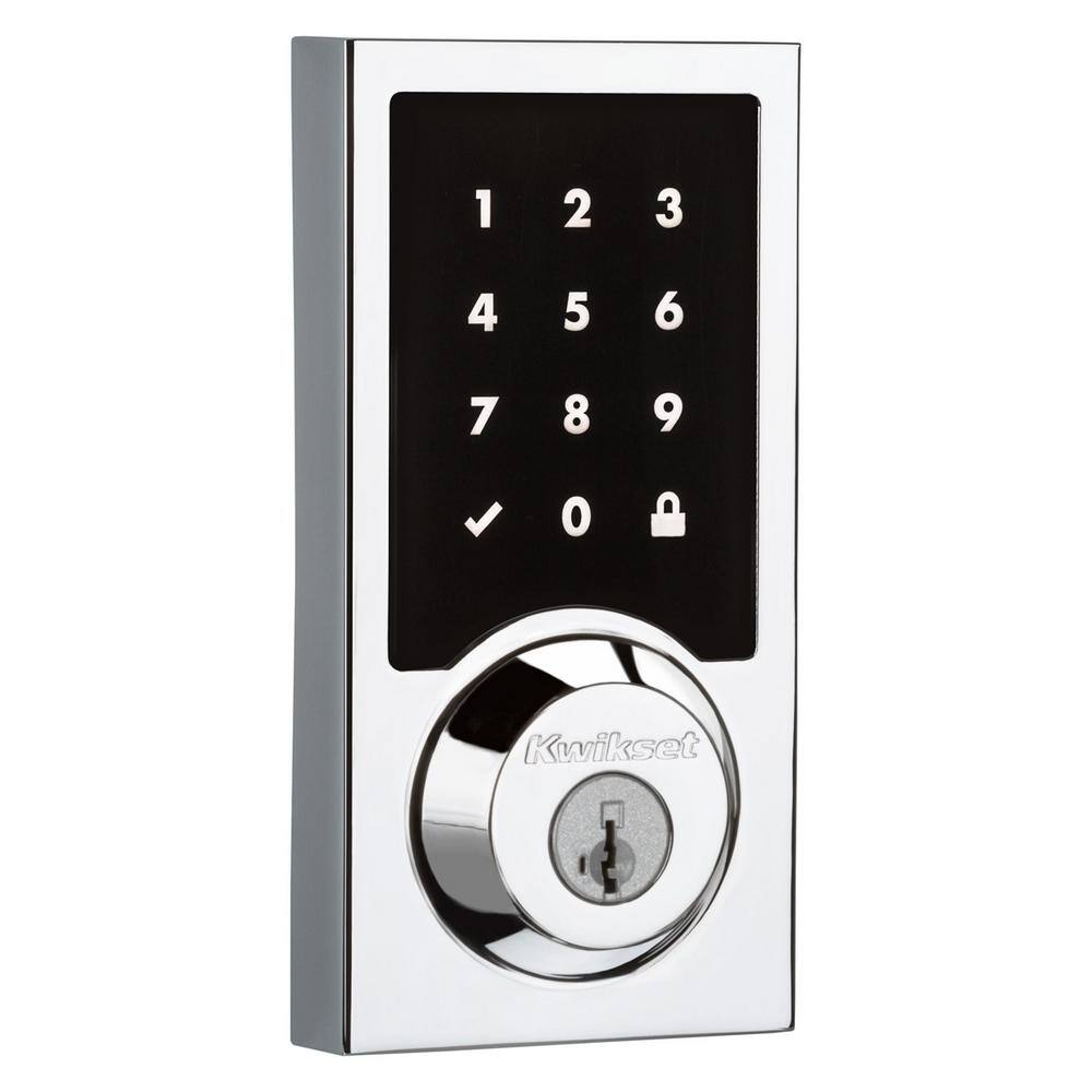 Kwikset Z-Wave SmartCode 916 Touchscreen Contemporary Single Cylinder Polished Chrome Keypad Electronic Deadbolt with SmartKey 916CNTTSCR26ZWS