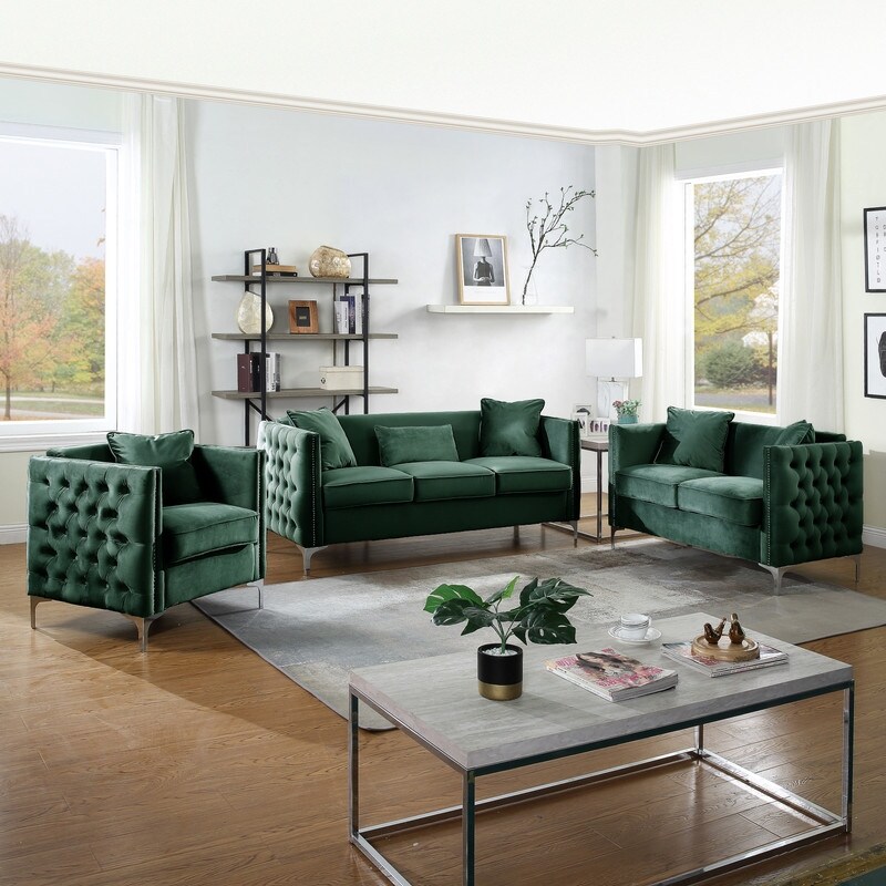 Bayberry Velvet Sofa Loveseat Chair Living Room Set