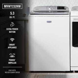 Maytag 5.3 cu. ft. Smart Capable White Top Load Washing Machine with Extra Power Button ENERGY STAR MVW7232HW