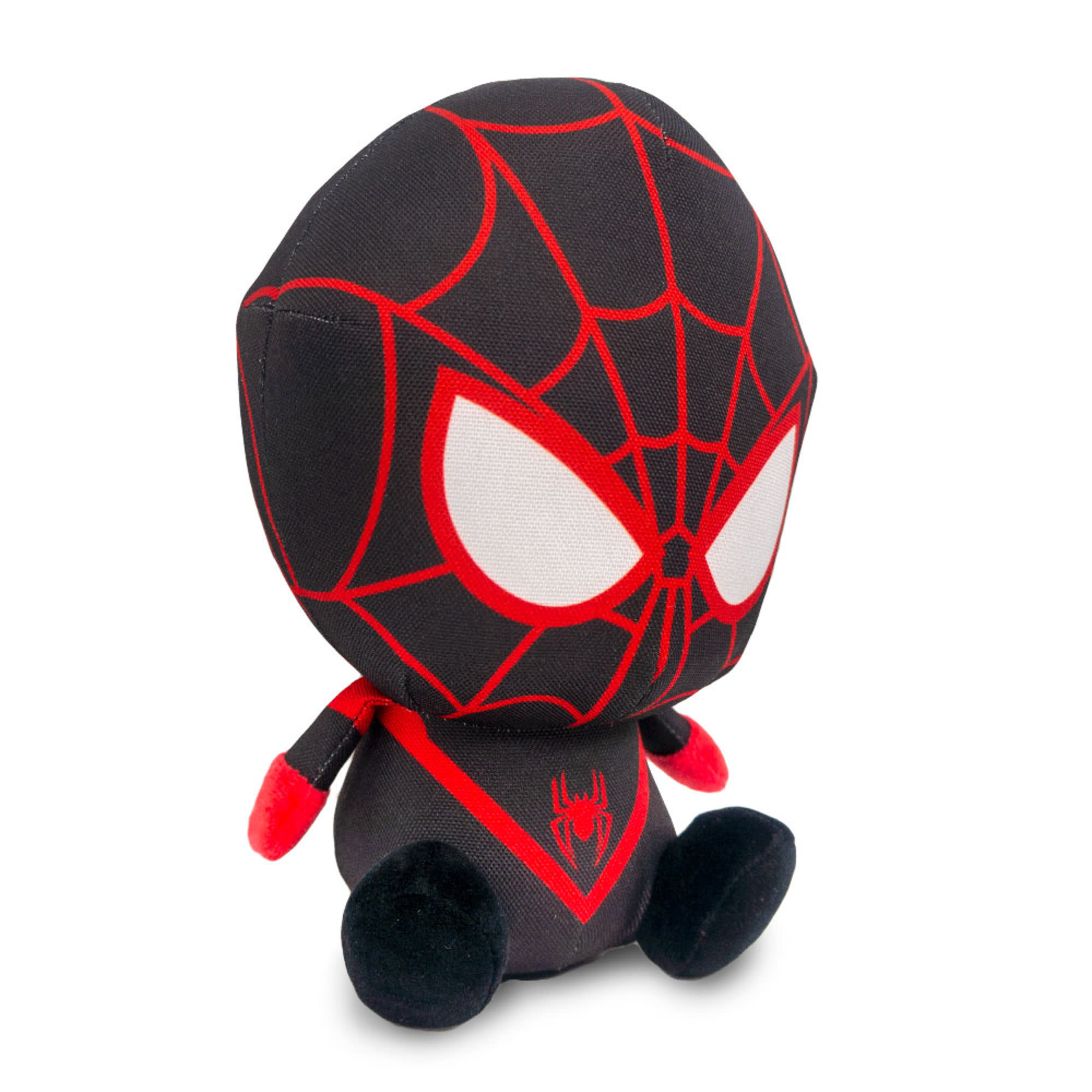 Buckle-Down Marvel Comics Ultimate Spiderman Morales Full Body Sitting Pose Plush Squeaker Dog Toy， Small