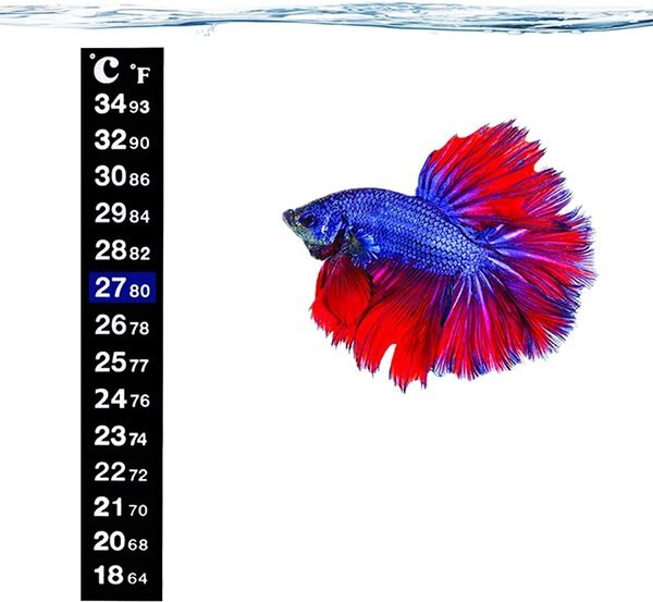 SunGrow Betta Fish Thermometer Sticker， Temperature Strip for Aquarium and Reptiles Tank