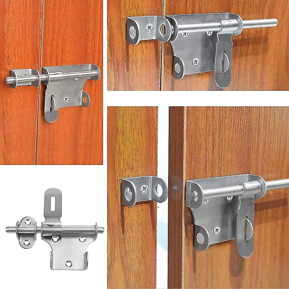 2 Pieces Latch Lock， Stainless Steel， Security Door Latches， Slide Bolt Door Latch With Padlock Hole For Gates， Fences