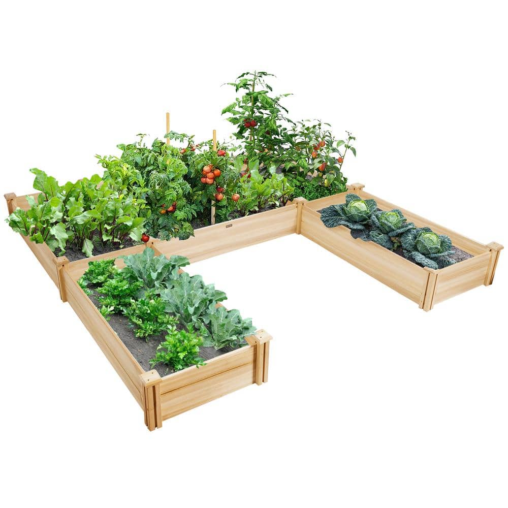 HONEY JOY 92.5 in. x 95 in. x 11 in. Natural Wood Planters Elevated Garden Bed TOPB004700