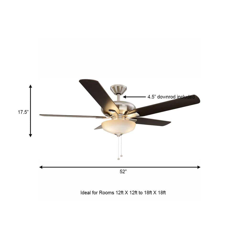 Hampton Bay Holly Springs 52 in LED Indoor Brushed Nickel Ceiling Fan with Light Kit