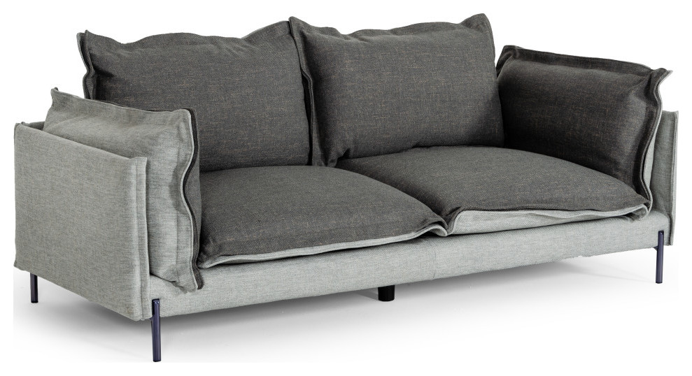 Divani Casa Mars Modern Grey and Dark Grey Fabric Sofa   Midcentury   Sofas   by Vig Furniture Inc.  Houzz