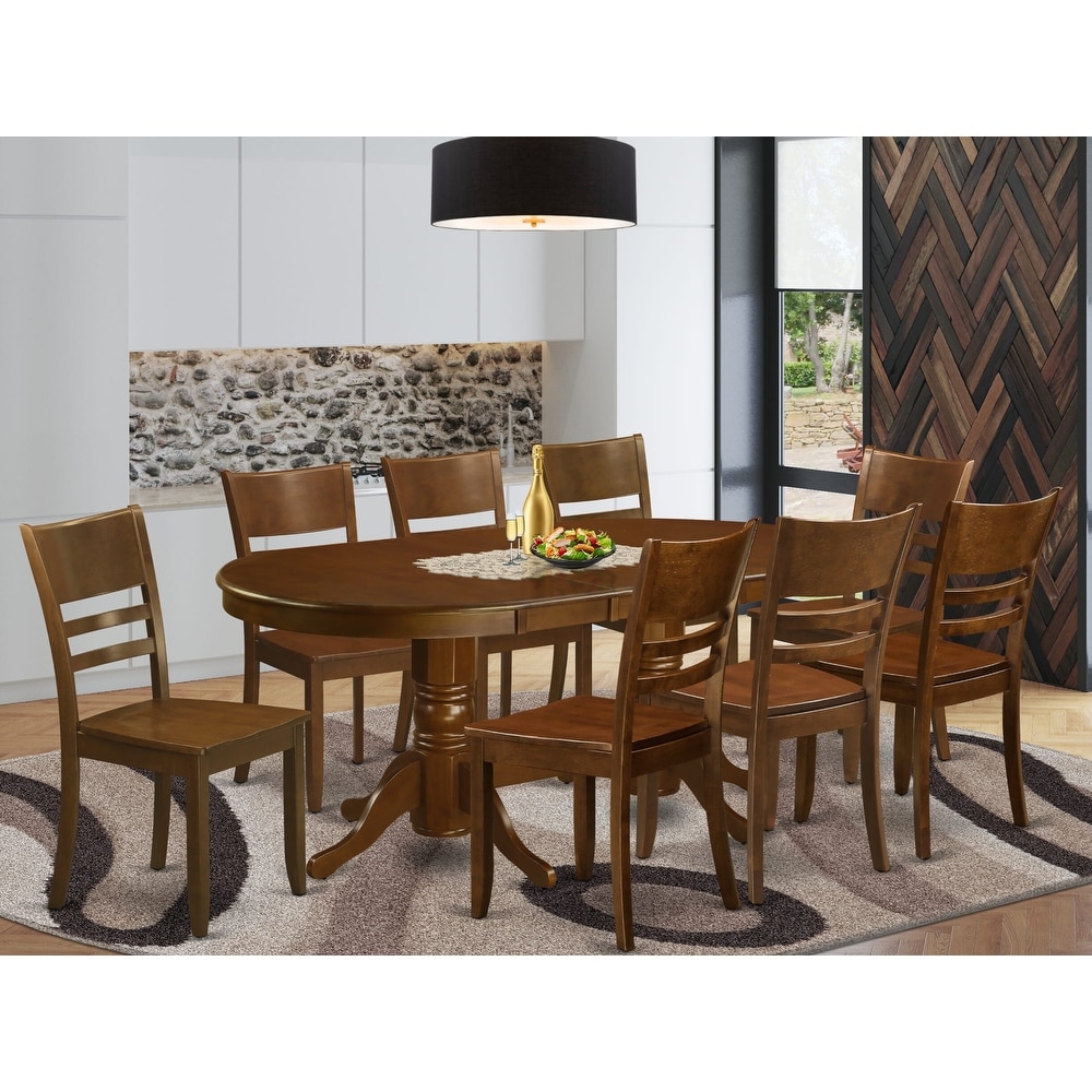 East West Furniture Dining Room Table Set   an Oval Kitchen Table with Butterfly Leaf and Dining Chairs  Espresso(Pieces Option)