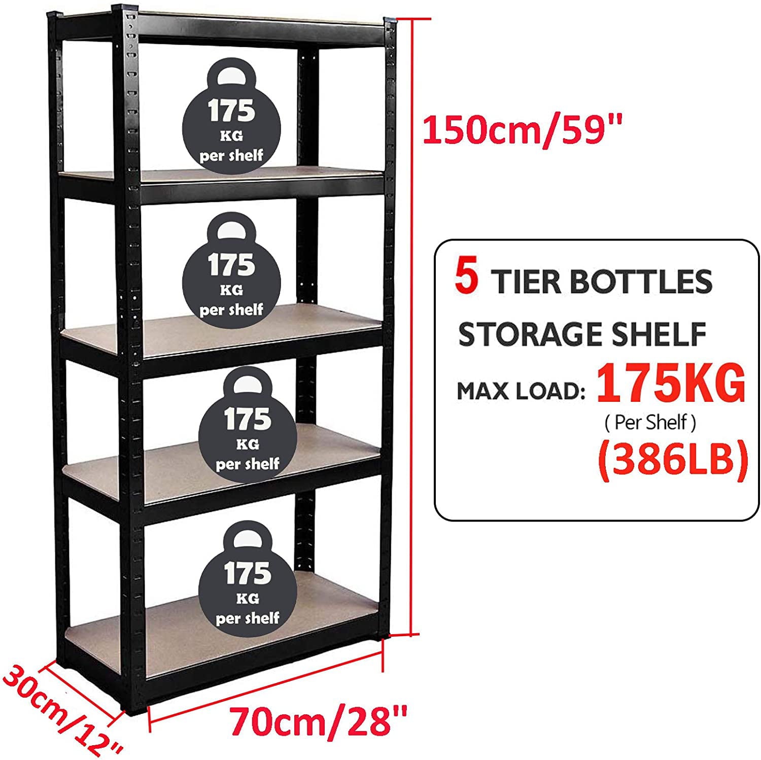 Dayplu 5-Tier Heavy Duty Metal Shelving, 59