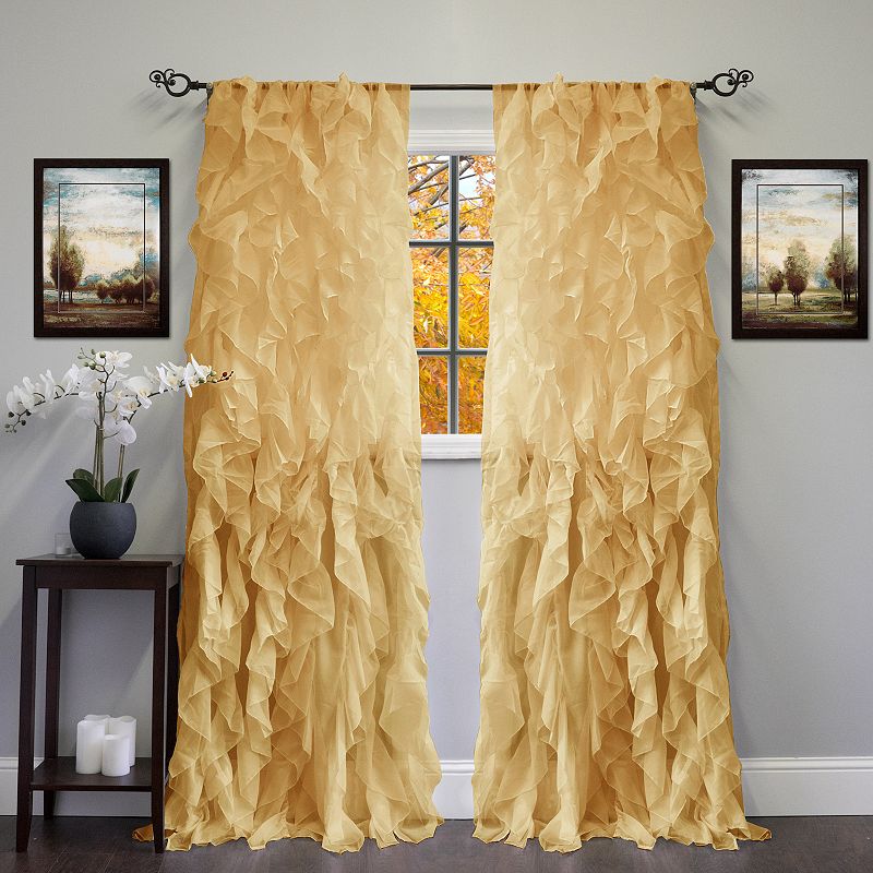 Sweet Home Collection Sheer Voile Vertical Ruffle Window Curtain