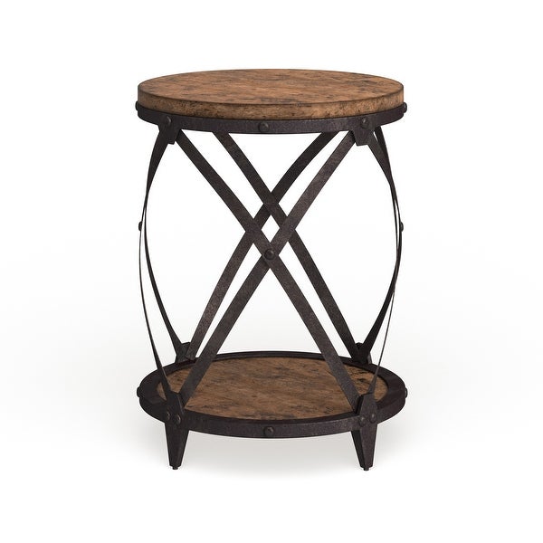 Carbon Loft Michael Distressed Pine Wood Round End Table