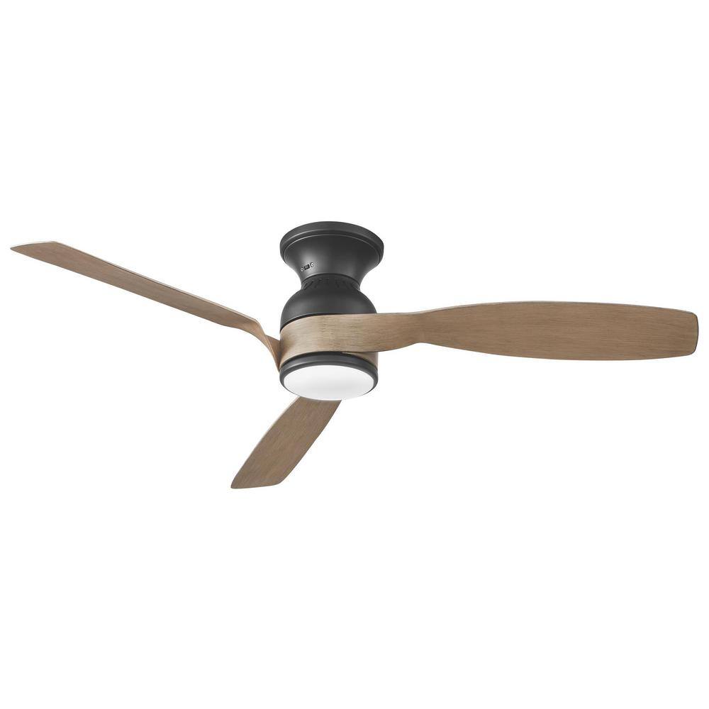 Hampton Bay Halwin 52 in. Integrated CCT LED IndoorOutdoor Matte Black Ceiling Fan with Light and Remote Control AK396H-MBK