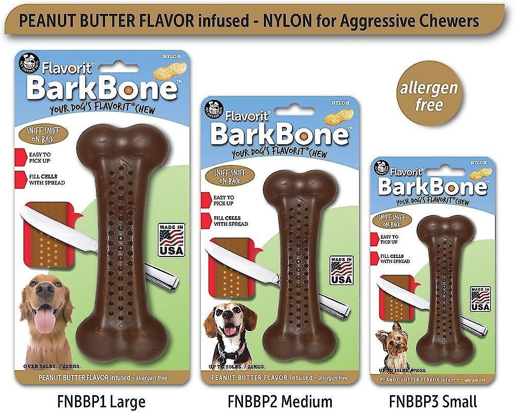 Pet Qwerks Barkbone Peanut Butter Flavor Tough Dog Chew Toy