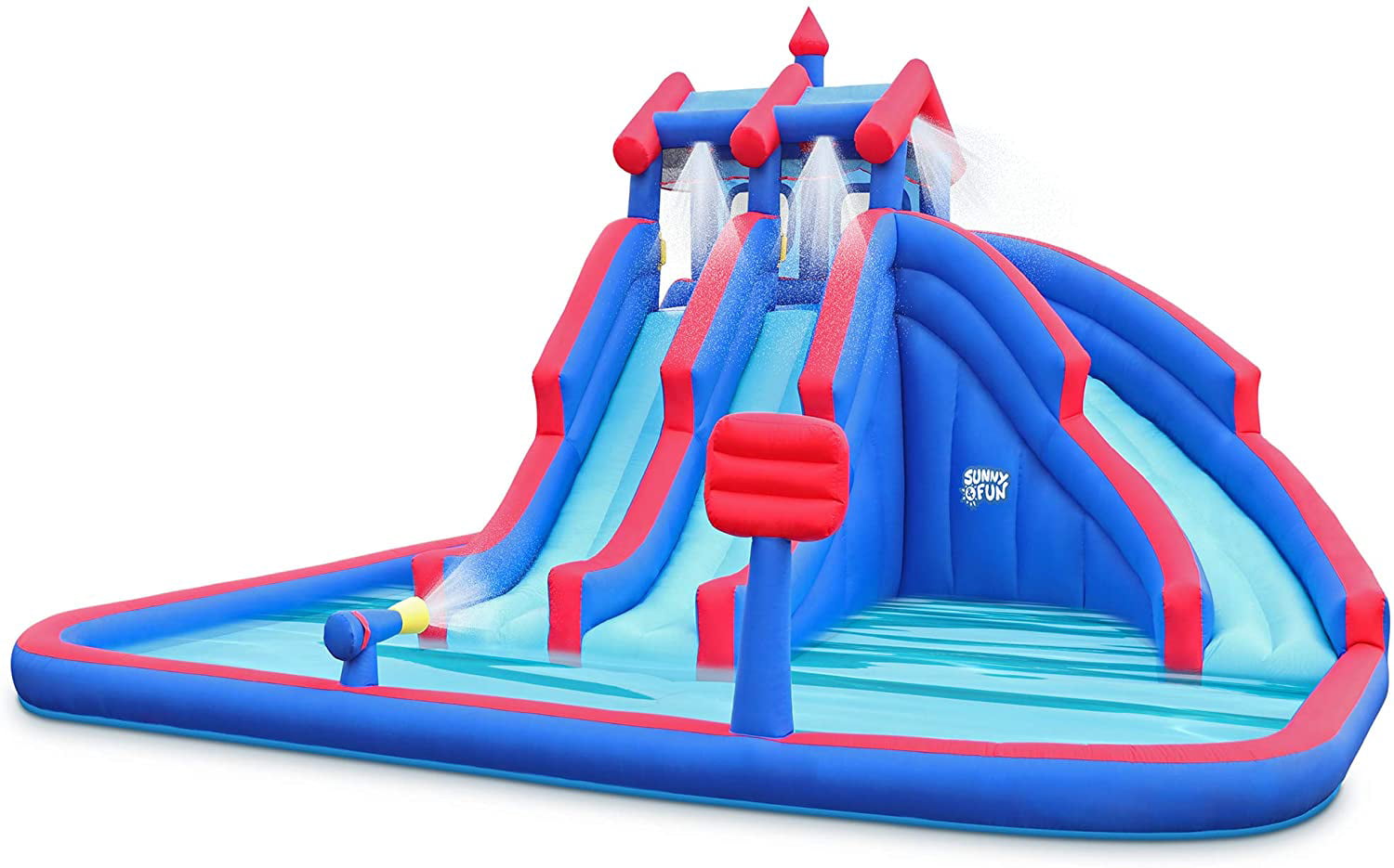 Sunny & Fun Inflatable Water Slide & Blow up Pool, Kids Water Park for Backyard - Blue