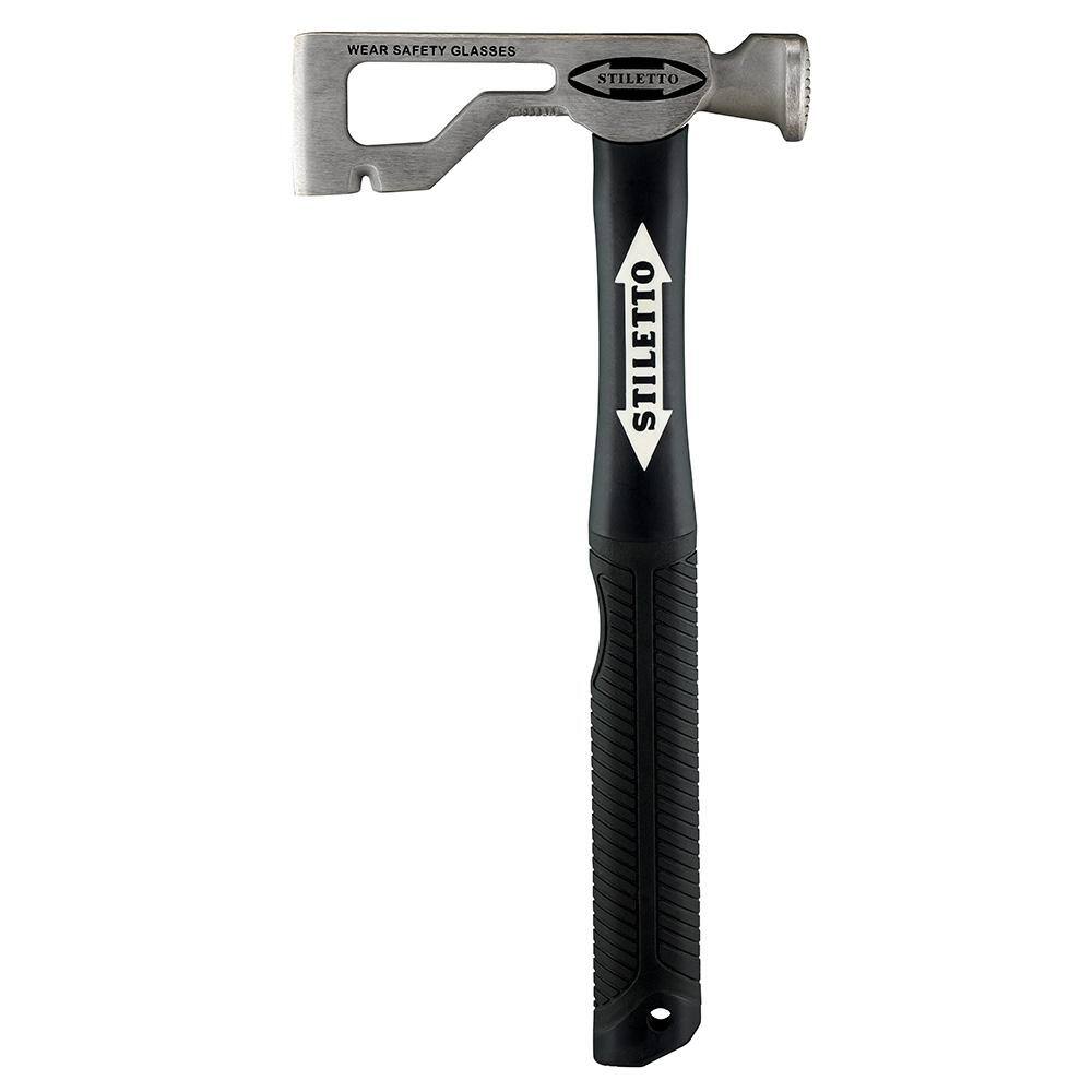 Stiletto 15 oz. TiBone 3 Milled Face Hammer with 18 in. Curved Handle and 9 oz. Drywall Axe Fiberglass Hammer with 13 in. Handle TB3MC-DRYAXE9-F