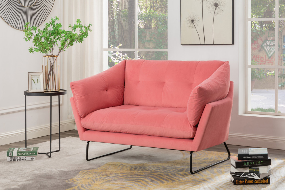 Karla Velvet Contemporary Loveseat   Contemporary   Loveseats   by Lilola Home  Houzz