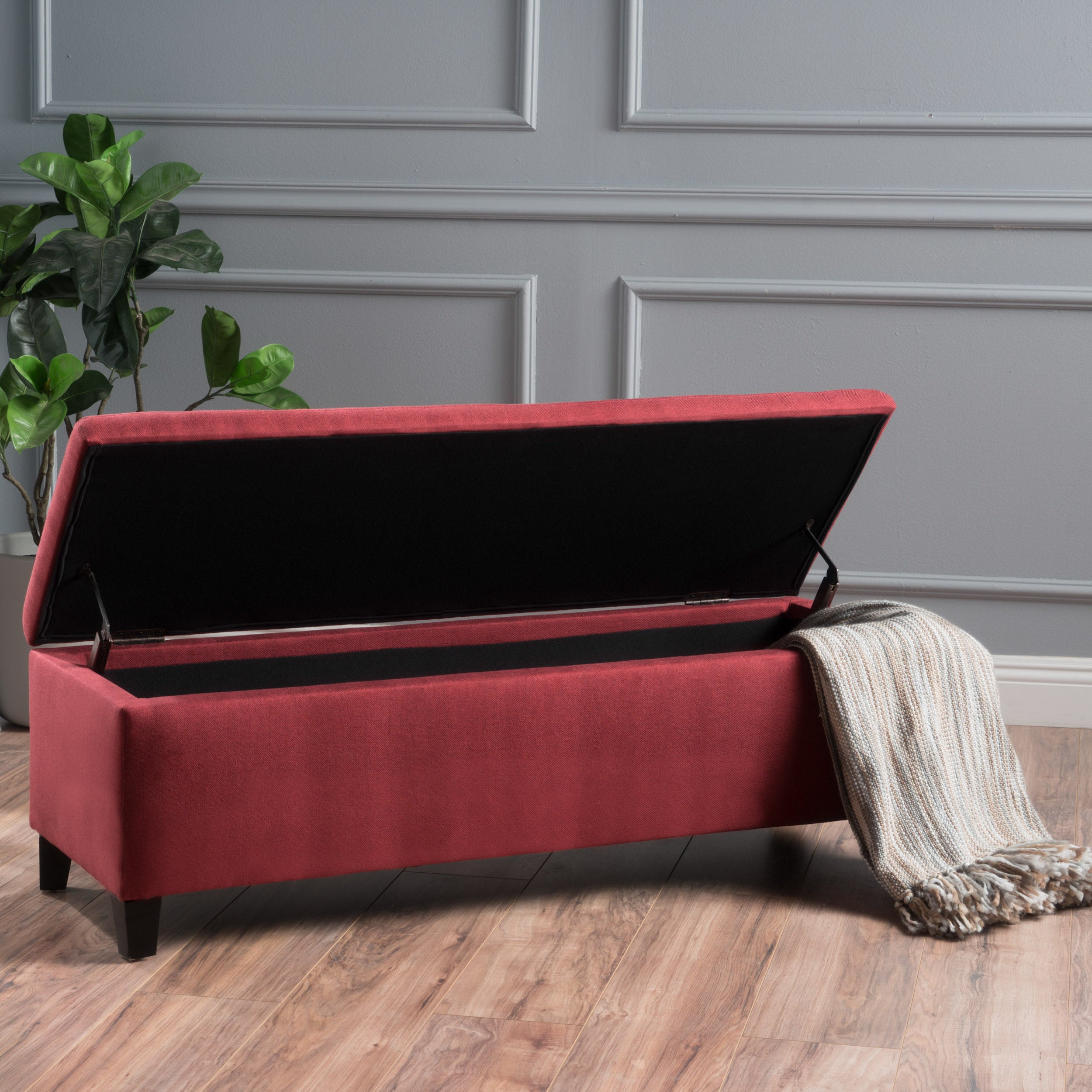 Clor Fabric Rectangle Storage Ottoman Bench