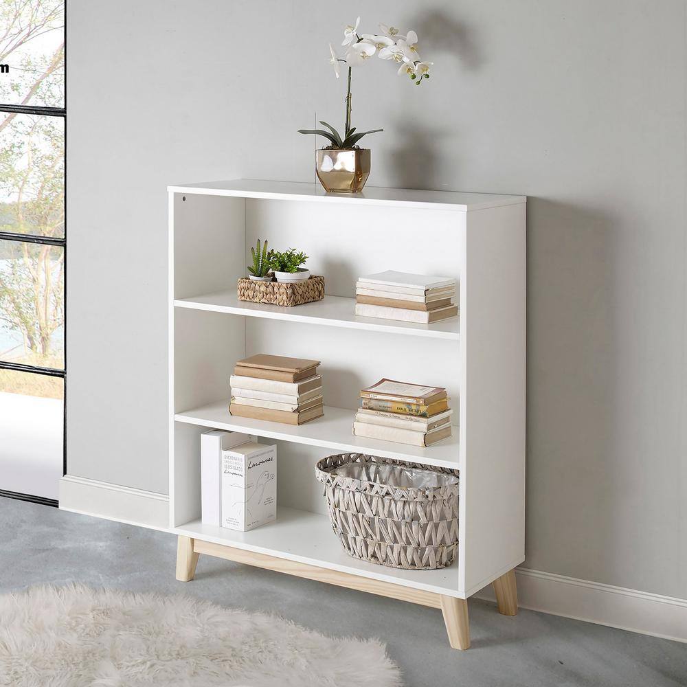 Alaterre Furniture MOD 48 in. H White Tall 3-Shelf Bookcase AJMD0520WH