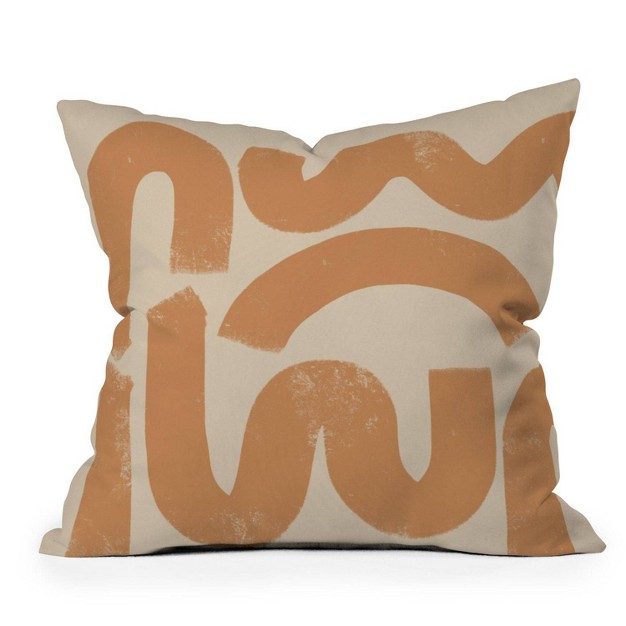 x27 almost Makes Perfect x27 Squig Square Throw Pillow Light Brown Deny Designs