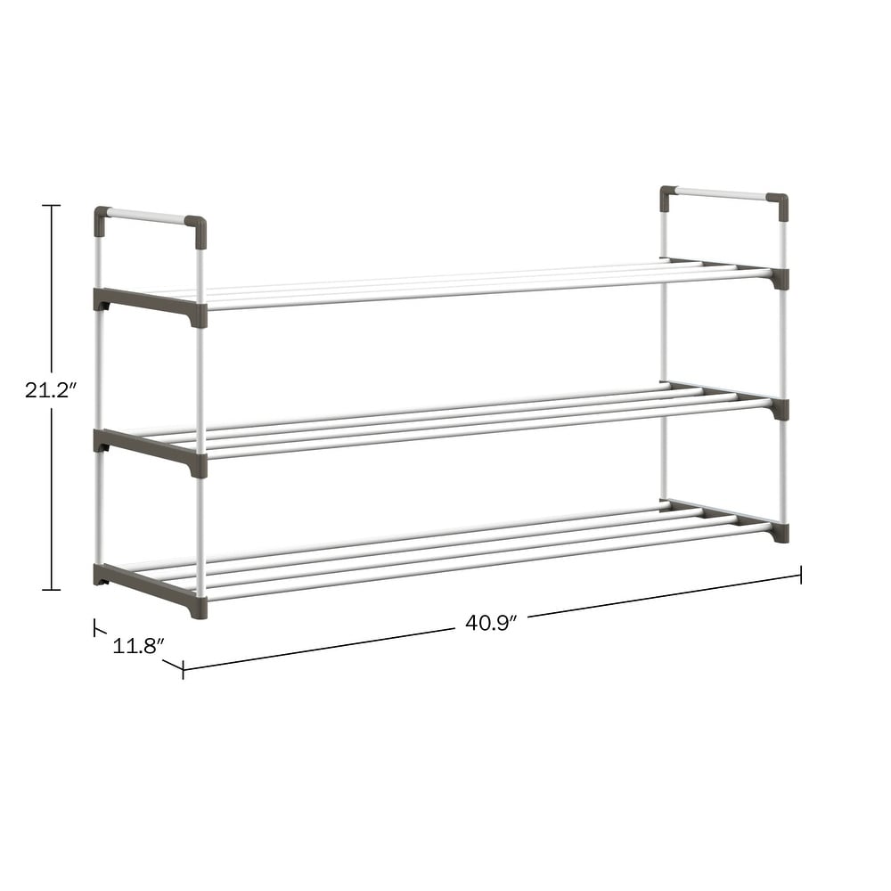 Shoe Rack   Shoe Organizer for Closet  Bathroom  Entryway by Home Complete (White)