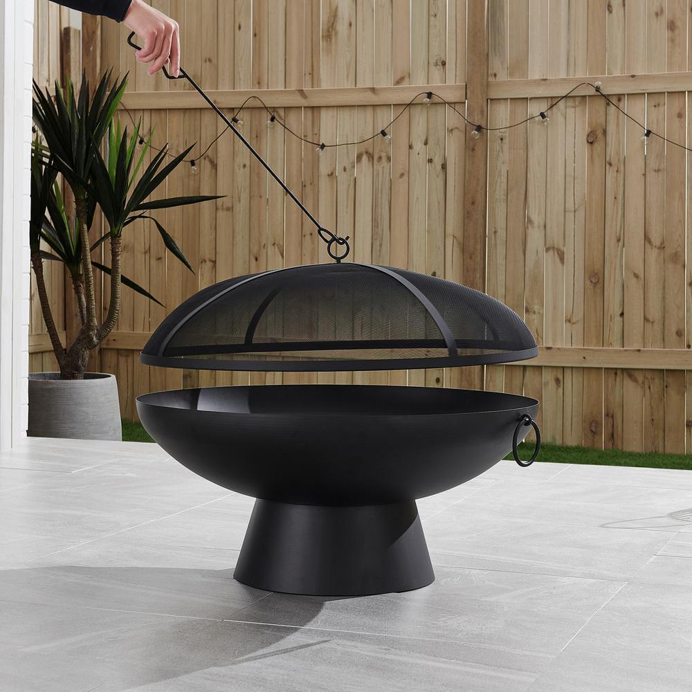 OVE Decors Brooks 31 in x 197 in Round Charcoal Powder Coated Steel Wood Burning Fire Pit