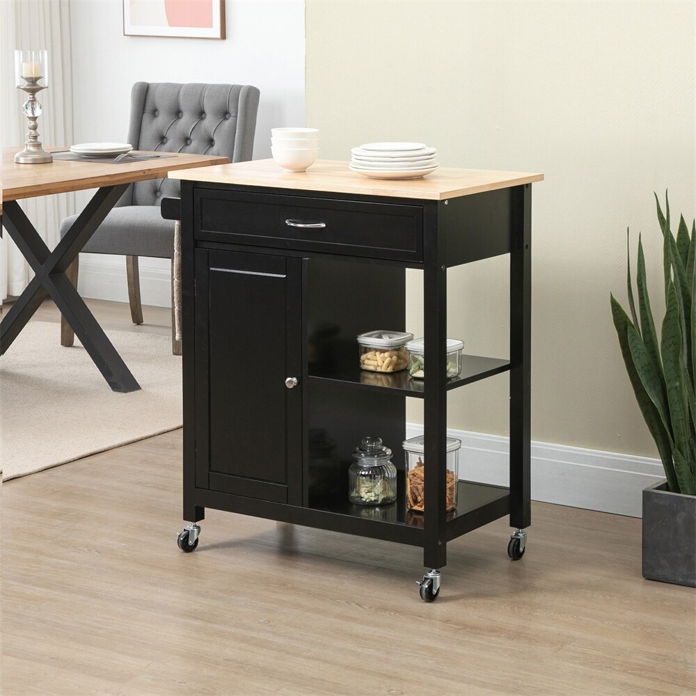 Kitchen Island Cart  Rolling Kitchen Island w/ Storage  Solid Wood Top