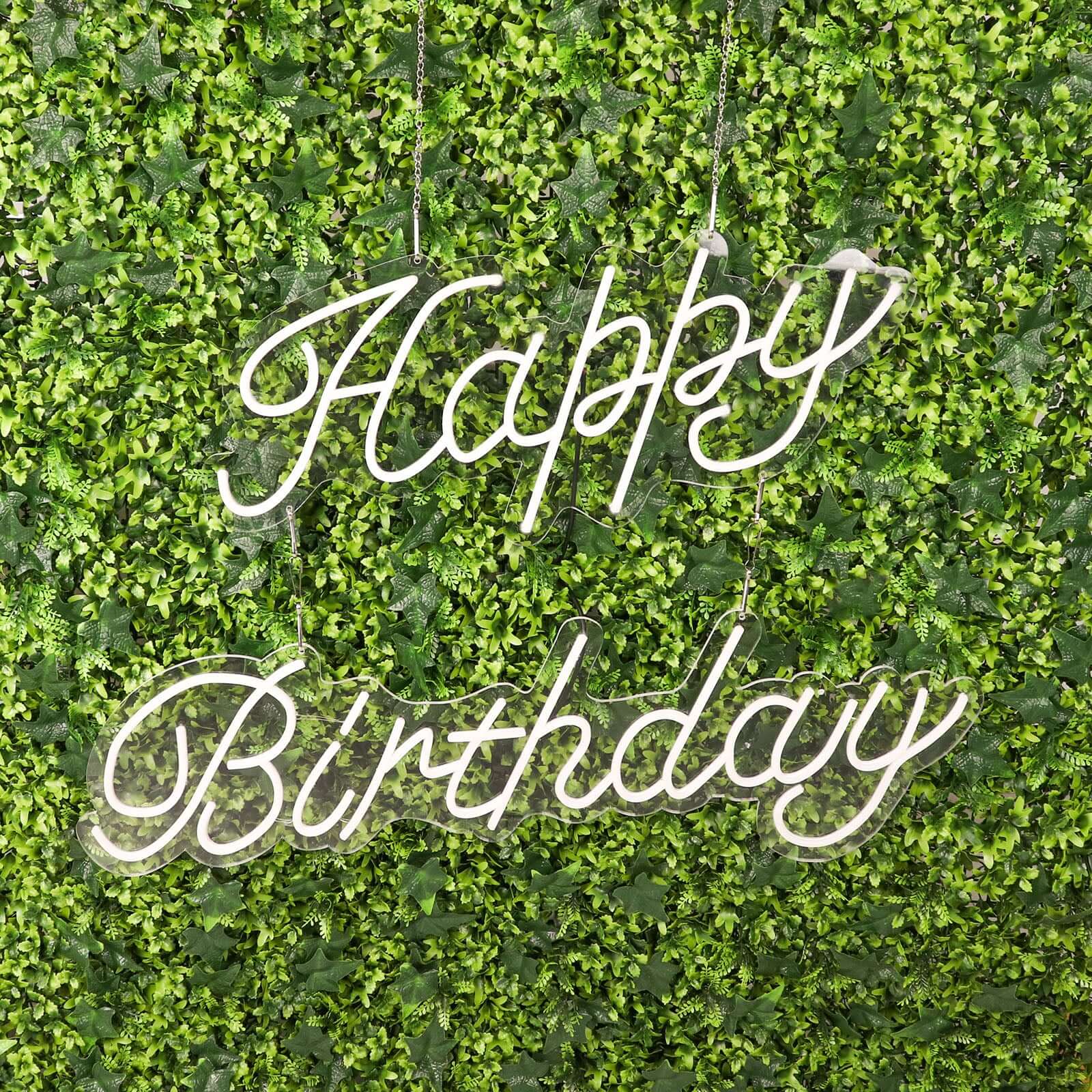 Happy Birthday Neon Light Sign, LED Reusable Wall Décor Lights With 5ft Hanging Chain 32