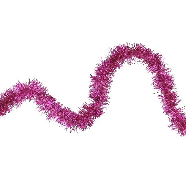 Northlight Shiny Pink Traditional Tinsel Garland 50 Feet Unlit