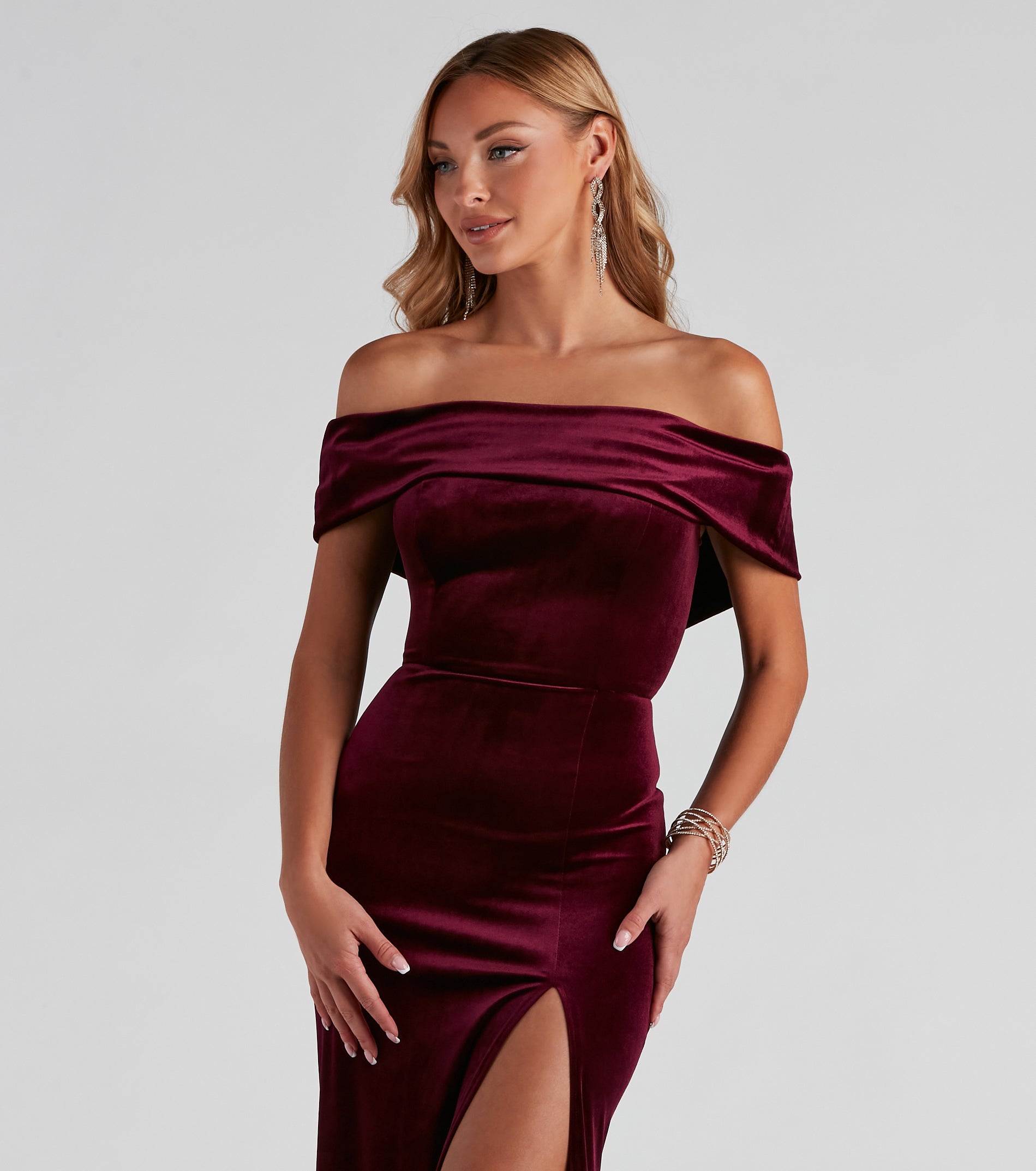 Olivia Formal Velvet Off-The-Shoulder Dress