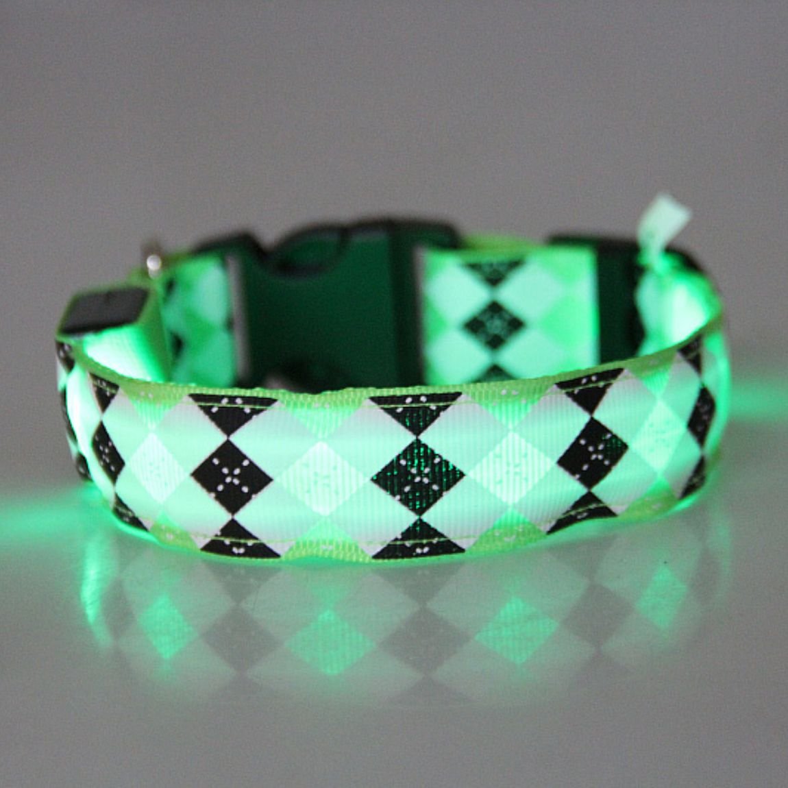 Petsonik Rechargeable LED Plaid Design Dog Collar