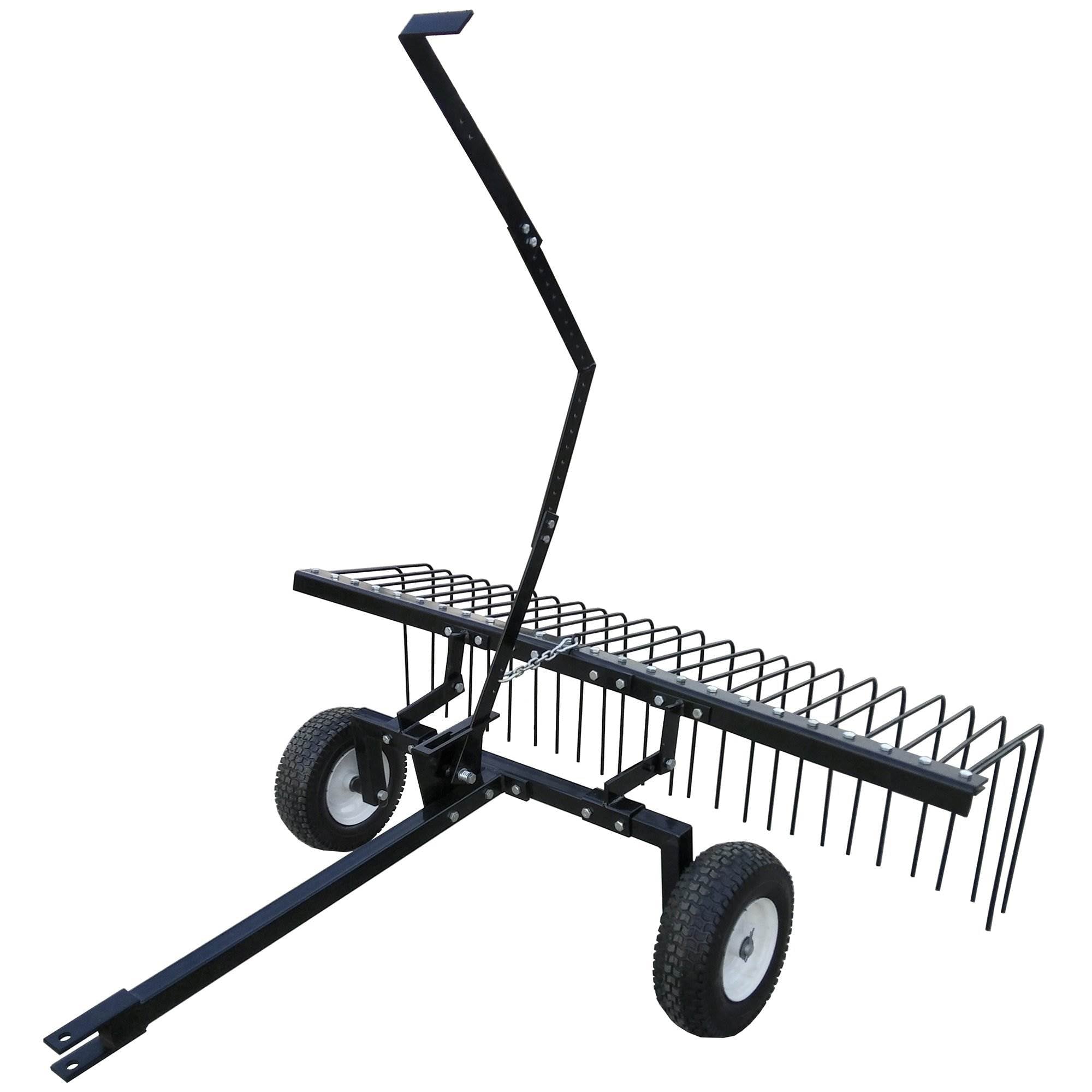 Yard Tuff 60in Pine Straw Tow Behind Steel Landscape Rake w/Wheels & Handle